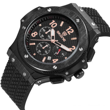 Functional chronograph silicone band wrist watch for men sports